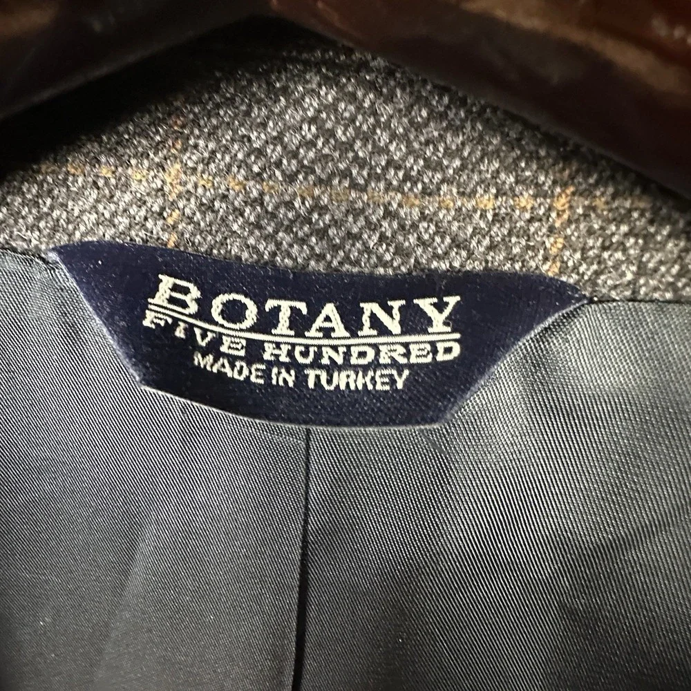 Botany 500 Blazer Sport Coat Suit Jacket Men's 42R Houndstooth 100% Lambswool
